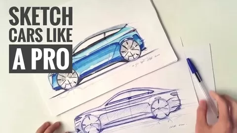 Sketch/draw your dream car in 10 minutes using just a pen and paper. Learn it in an hour!