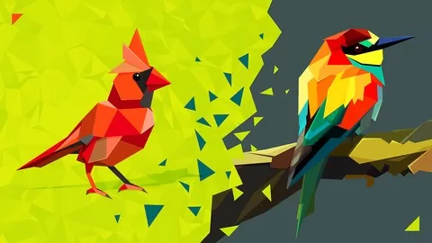 Graphic Design: How to draw a magnificent bird from triangles in Adobe Illustrator. Creative Illustration.