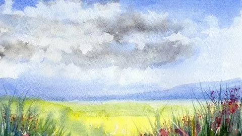 I will teach you how to paint your own watercolor landscapes and sky paintings step by step FREE