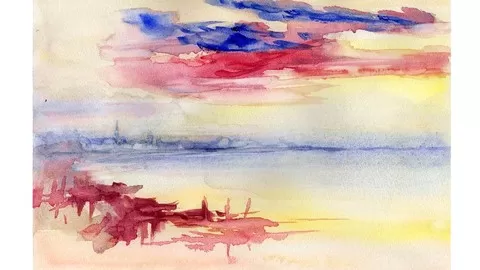 Learn how to paint this watercolor sunrise in Venice