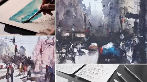 Master the skills needed to create awesome watercolor street scenes.