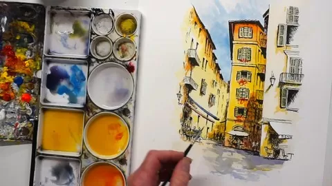 Draw a quirky pen and ink of the Old Town in Nice then finish it off with watercolours.