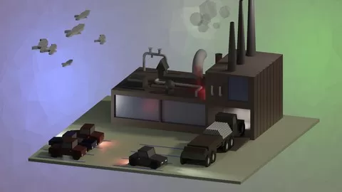 Learn the ropes of Blender 2.8 by modeling a low-poly factory from scratch