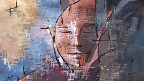 Complete Techniques of Creating Abstract Painting with Embossed effect – Abstract Face as example.