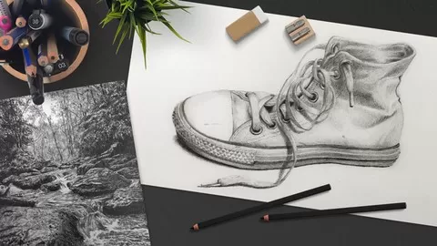 A complete course for mastering drawing with graphite.