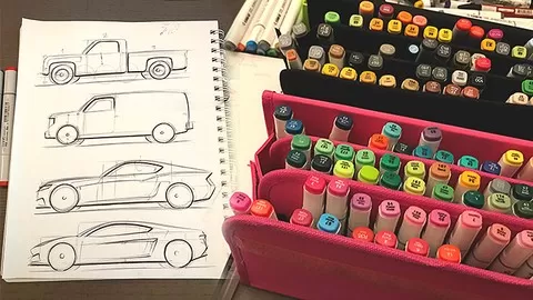 Unique techniques for car design sketching & product rendering