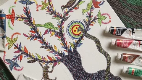 Cultural significance of Gond Paintings in India and experiencing the hard work that goes into making one.