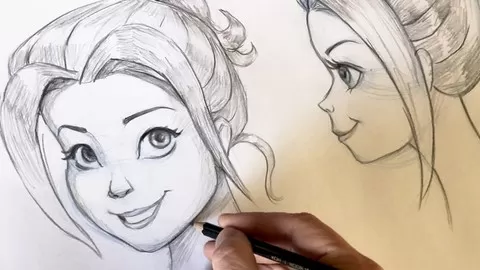 Learn how to draw female Disney-like characters without any effort and boost your artistic career.