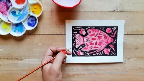 Let's create our own fish forms and make colorful paintings with a folk art touch!