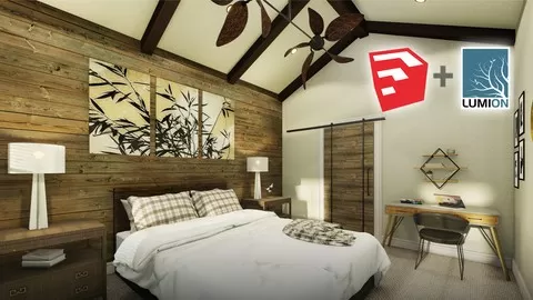 Create a 3D model of the interior of your bedroom using SketchUp 2020 and Lumion 10
