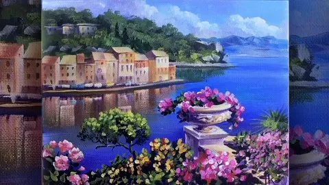 We learn how to paint the Mediterranean city Seascape step-by-step!