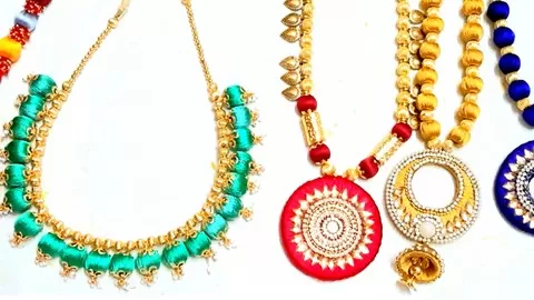 Silk thread Necklace and earrings