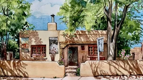 Create and paint a thematic series of sketches while traveling with Santa Fe