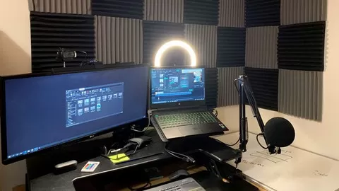 Set up a home studio in a spare part of a room to allow you to rapidly create out pro-quality videos and podcasts