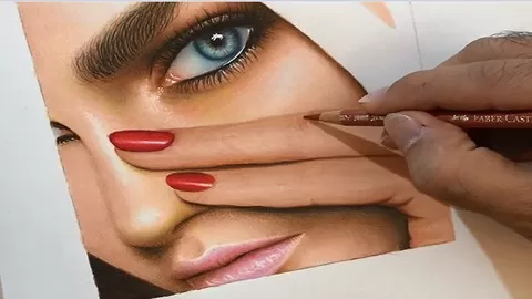 Learn How to Draw Realistic Face and Finger with Colored Pencil. Portrait Drawing with Colored Pencil is a Cool Art