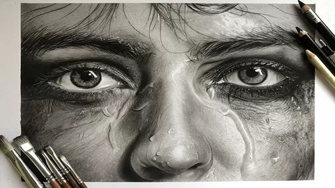 Learn How to Draw Realistic Portrait with Conte and Charcoal Pencil. The Secret to Drawing a hyperreal Portrait