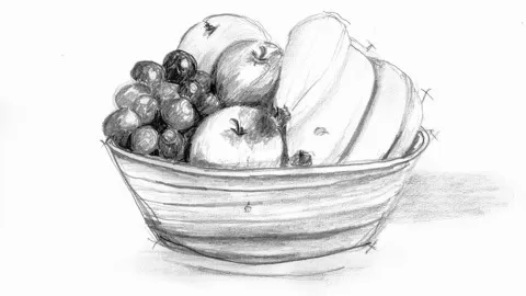 A guide to draw real life objects such as fruits in basket using pencil in efficient way without guide or aid