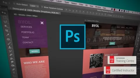 Learn how to design a professional quality website in Photoshop CC.