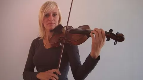 Deborah teaches you crucial violin technics. Professional two camera video production and music notes.