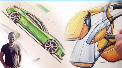 Master design sketching with markers from doodles to complete renders with the help of an industrial design expert