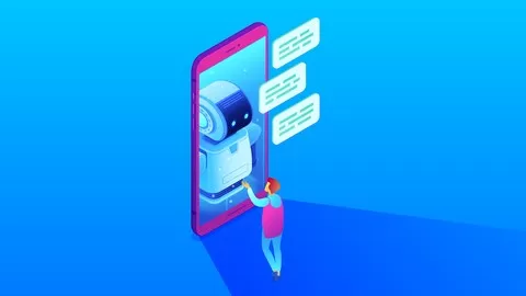 Use DialogFlow to train chatbot to have dialogs. Develop backend app to connect chatbot to web services and databases