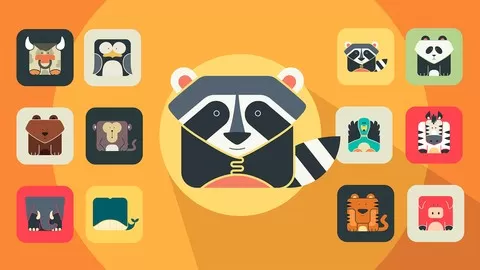 Graphic Design. The Complete Adobe Illustrator Course For Beginners and Advanced Designers. Drawing Animals Icons.
