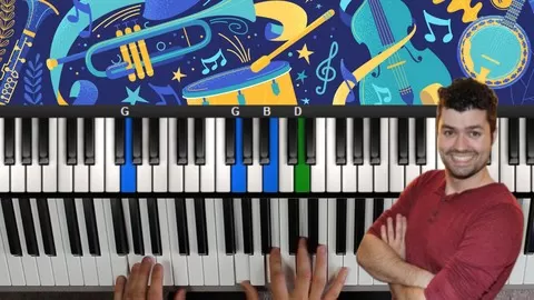 Step-by-step piano lessons for beginners. Learn to play without sheet music. Have fun with this properly planned course.
