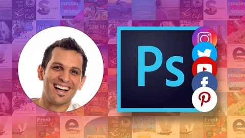 Learn how to design + 17 stunning social media images with Photoshop CC for your Social Networks. For Beginners.