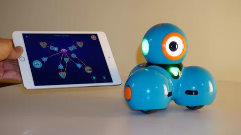 Playing and programming with Dash robot. With captions. Suitable for getting first educational robotics experience.