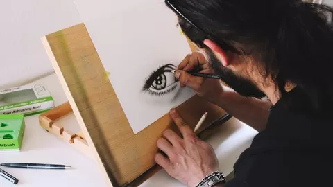 Masterclass in a drawing a realistic eye broken down step by step in real time