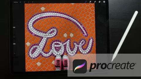 Learn New Techniques in Procreate - Create a False Tile Mosaic Effect From Your Hand Lettering On Your iPad in Procreate