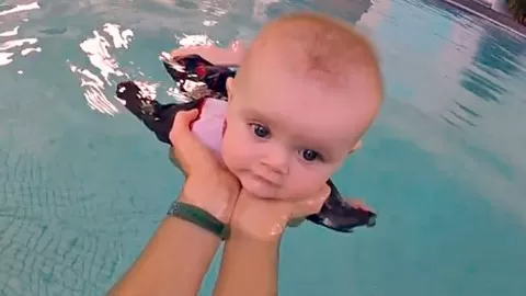 Teach your baby to swim at home. It's easier than you think with this straightforward approach to baby swimming lessons.