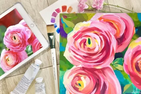 These ruffly little flowers have a ridiculous name but are fun to paint! This demo walks you through the process of painting these bright pink flowers on you...