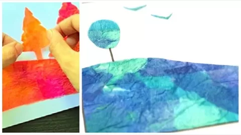 Let'screate wonderful textures using crepe/tissue papers and use them in artworks