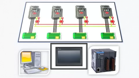 Learn AC Drive Applications with Real Hardware and AS200 Plc - DOP 100 HMIs - RS-485 Communication and Softwares