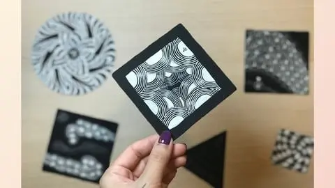 Step-by-Step De-stress Learning: Mastering the Zen Drawing Techniques for 3 Different Shapes of Black Paper Tiles