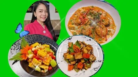 Vegan Thai cooking for home cooks & chefs taught by Chef Dao of Thai Chef School in Bangkok