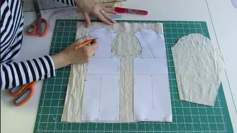Ladies bodice and sleeve pattern drawing and pattern adjustments.