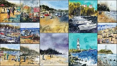 Learn to paint over 12 different coastal landscapes