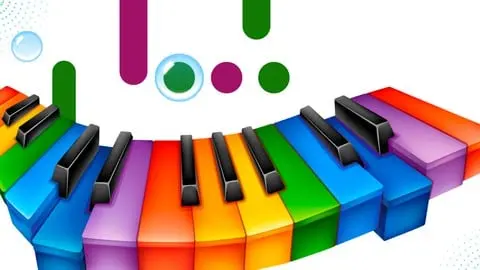 Self-motivating and fun bite-size lessons to learn the piano by following visually stimulating graphic scores.
